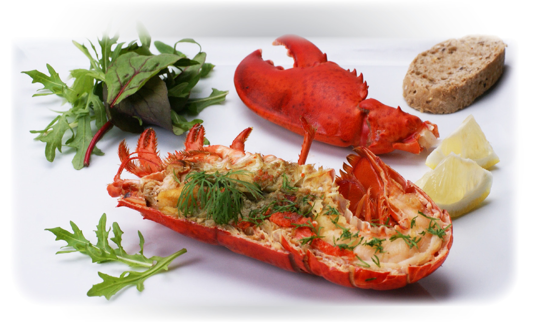 Shellfish - Recipes Oven-baked lobster with garlic butter salad